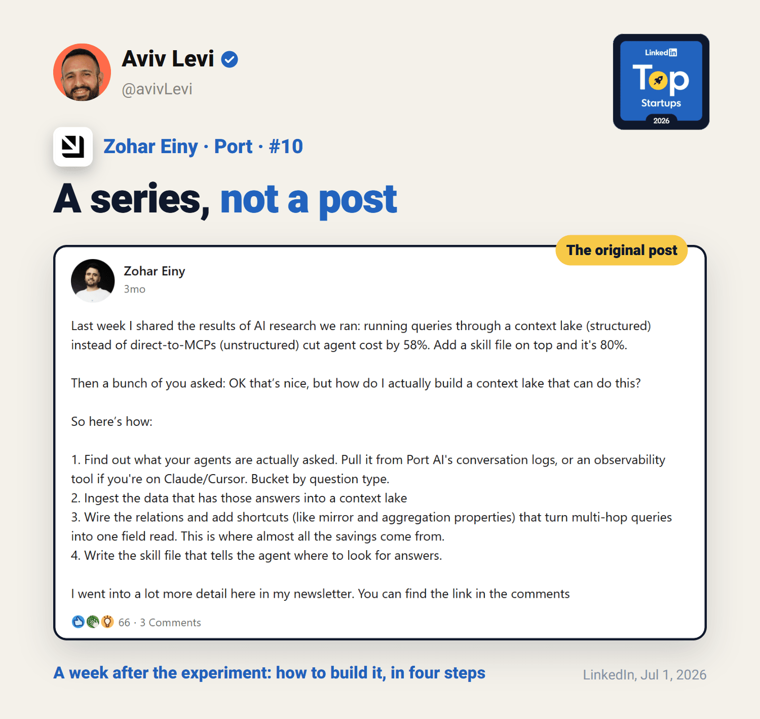 Zohar Einy's follow-up post: how to build a context lake in four steps